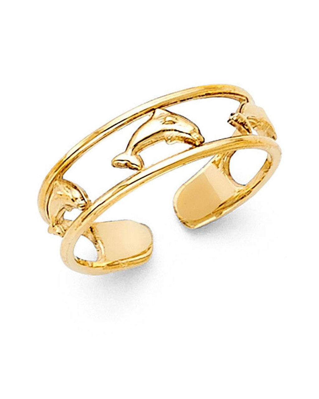 14K Yellow Gold Dolphin Toe Ring (RG-2310)