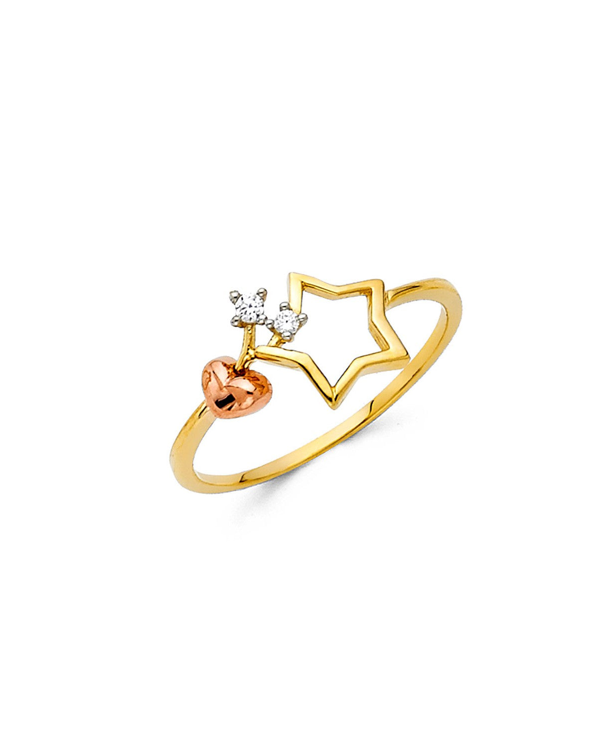 14K Tri-Color Gold 3C CZ Fancy Ring (RG-2323)