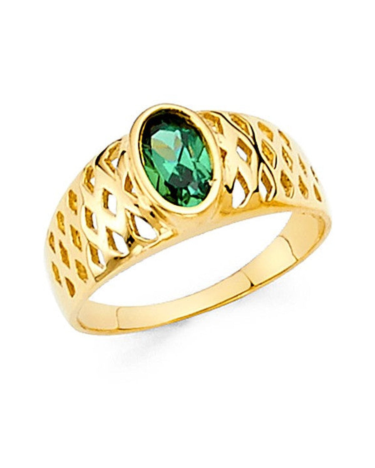 14K Yellow Gold CZ Babies Ring (RG-2326)