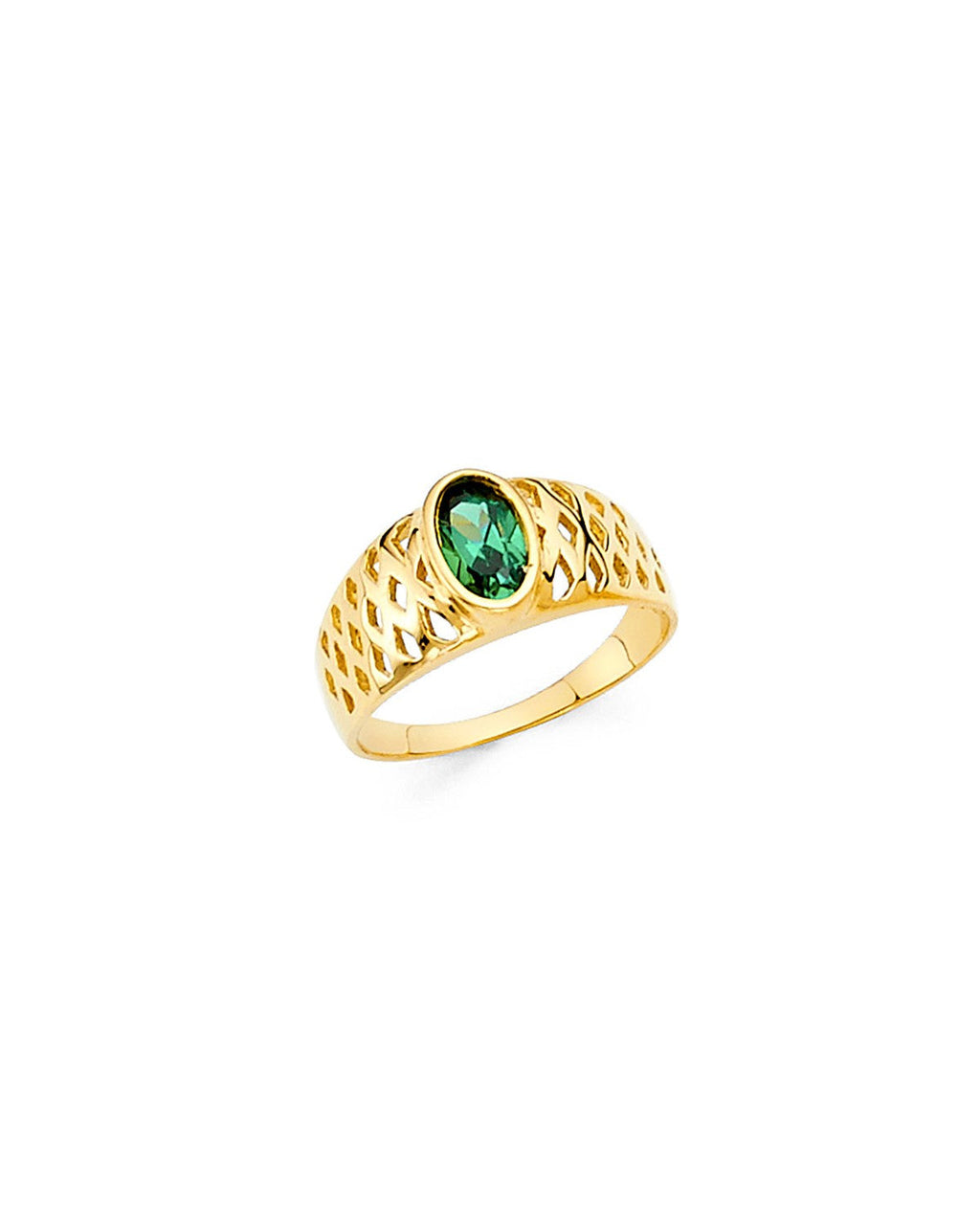 14K Yellow Gold CZ Babies Ring (RG-2326)