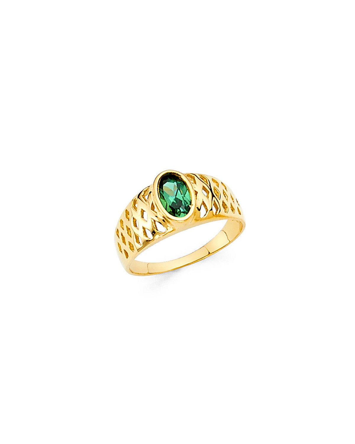 14K Yellow Gold CZ Babies Ring (RG-2326)