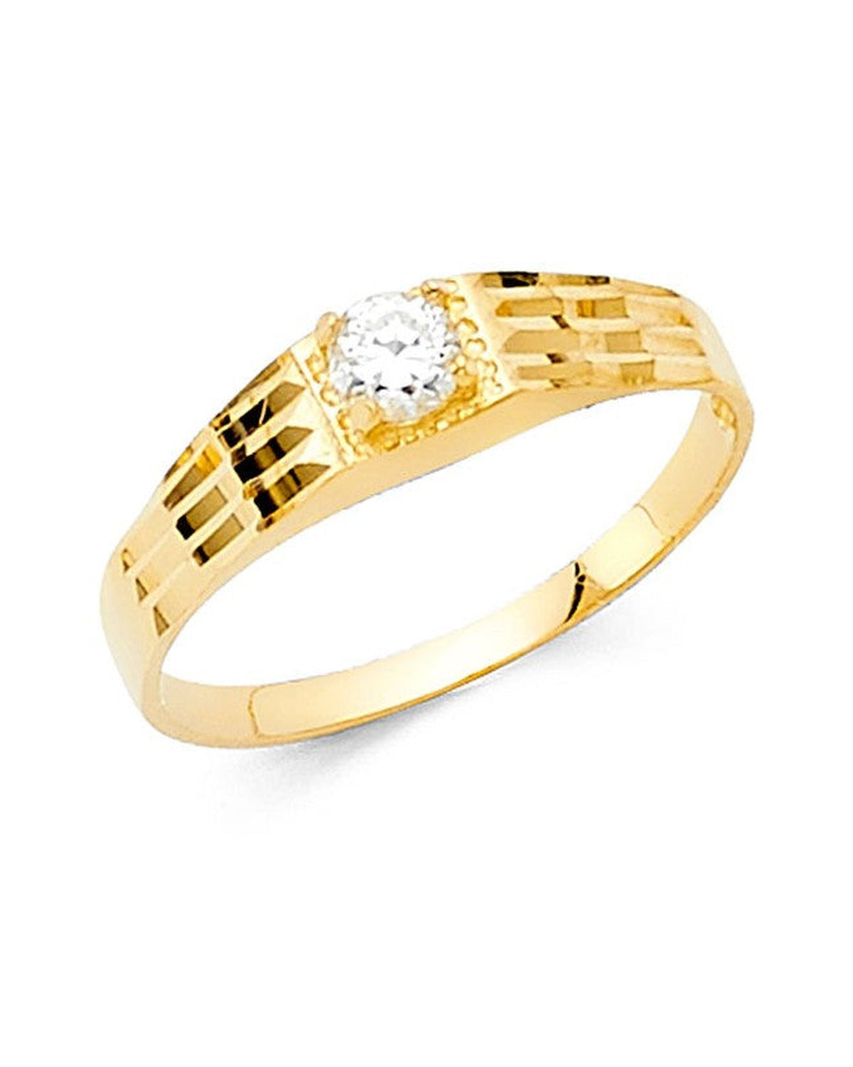 14K Yellow Gold CZ Babies Ring (RG-2336)