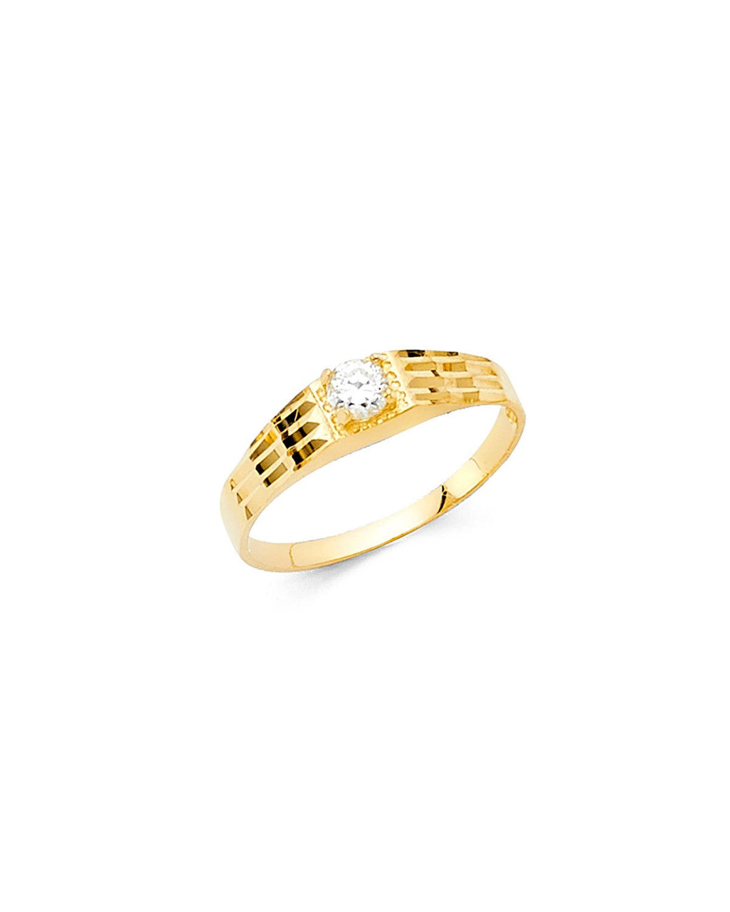 14K Yellow Gold CZ Babies Ring (RG-2336)