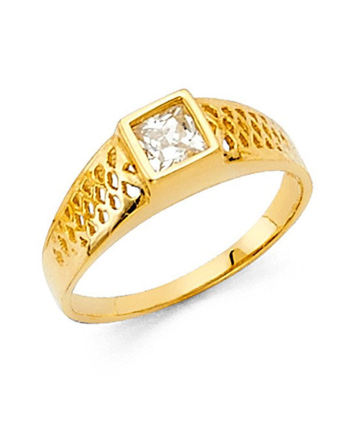 14K Yellow Gold CZ Babies Ring (RG-2341)