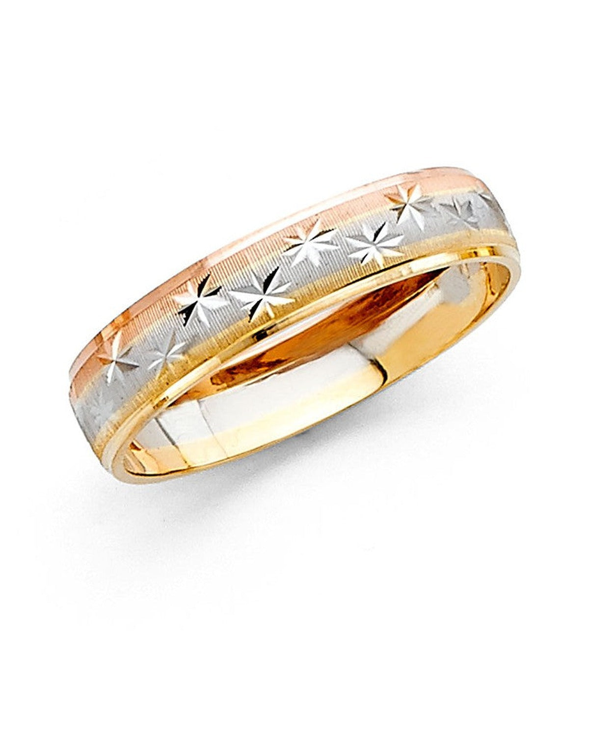 14K Tri-Color Gold 3C Ladies Wedding Band (RG-2376)