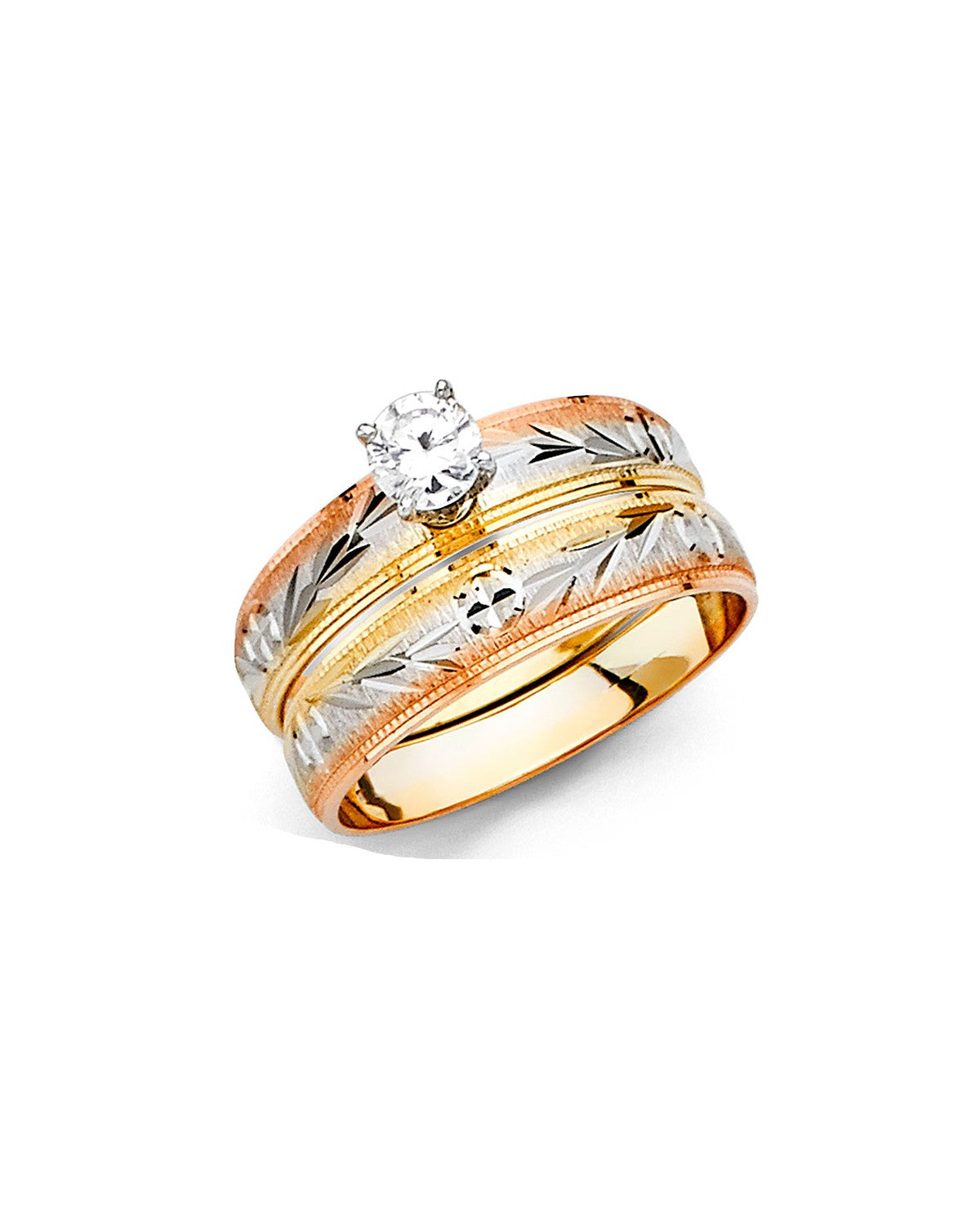 14K Tri-Color Gold 3C Ladies Wedding Band (RG-2391)