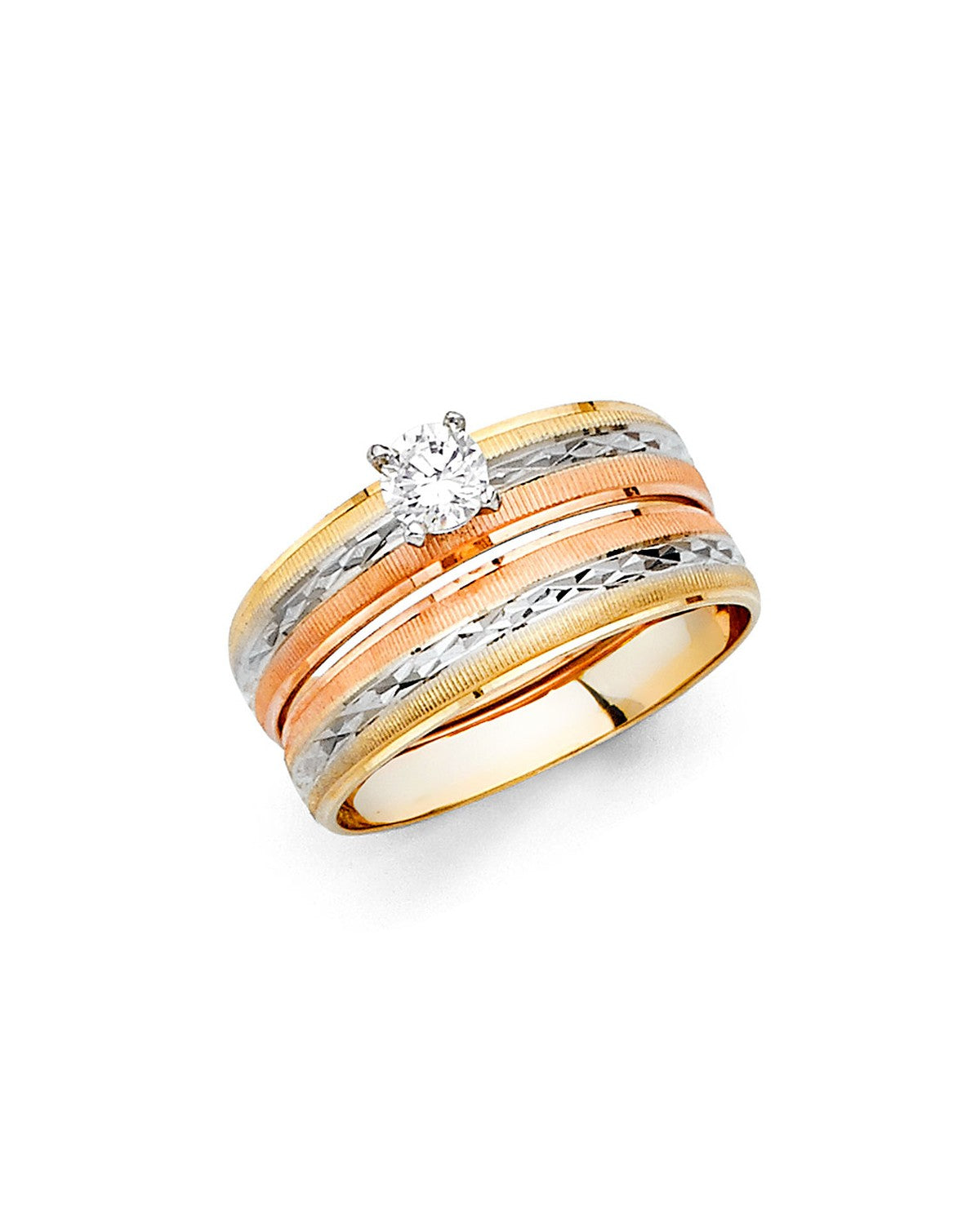 14K Tri-Color Gold 3C Ladies Wedding Band (RG-2400)