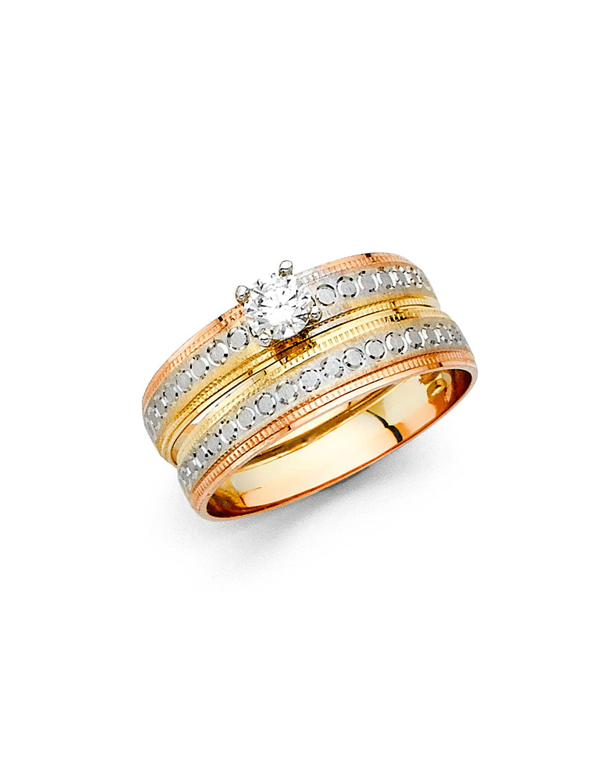 14K Tri-Color Gold 3C Ladies Wedding Band (RG-2403)