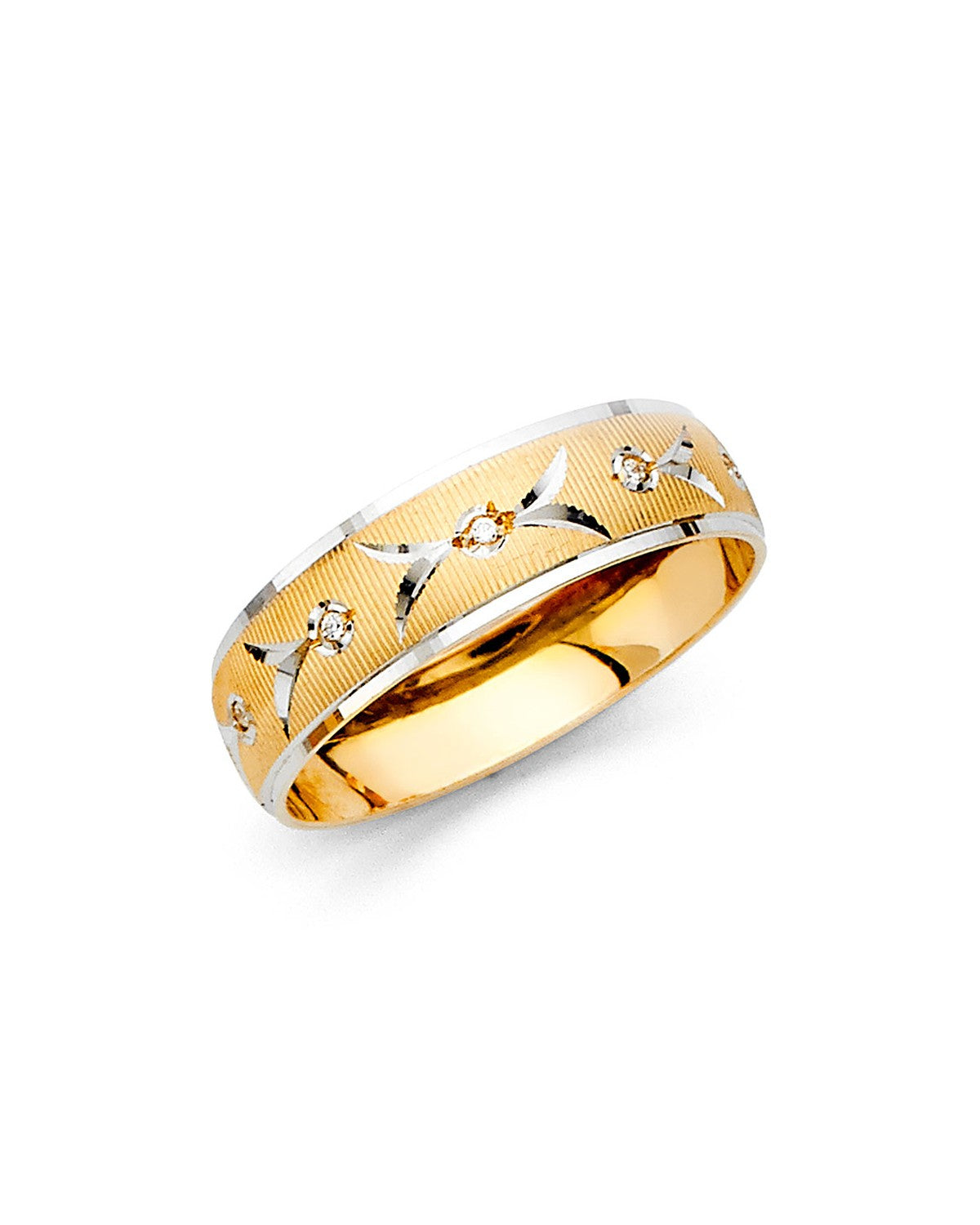 14K Two-Tone Gold 2T Men's CZ Wedding Band (RG-2404)