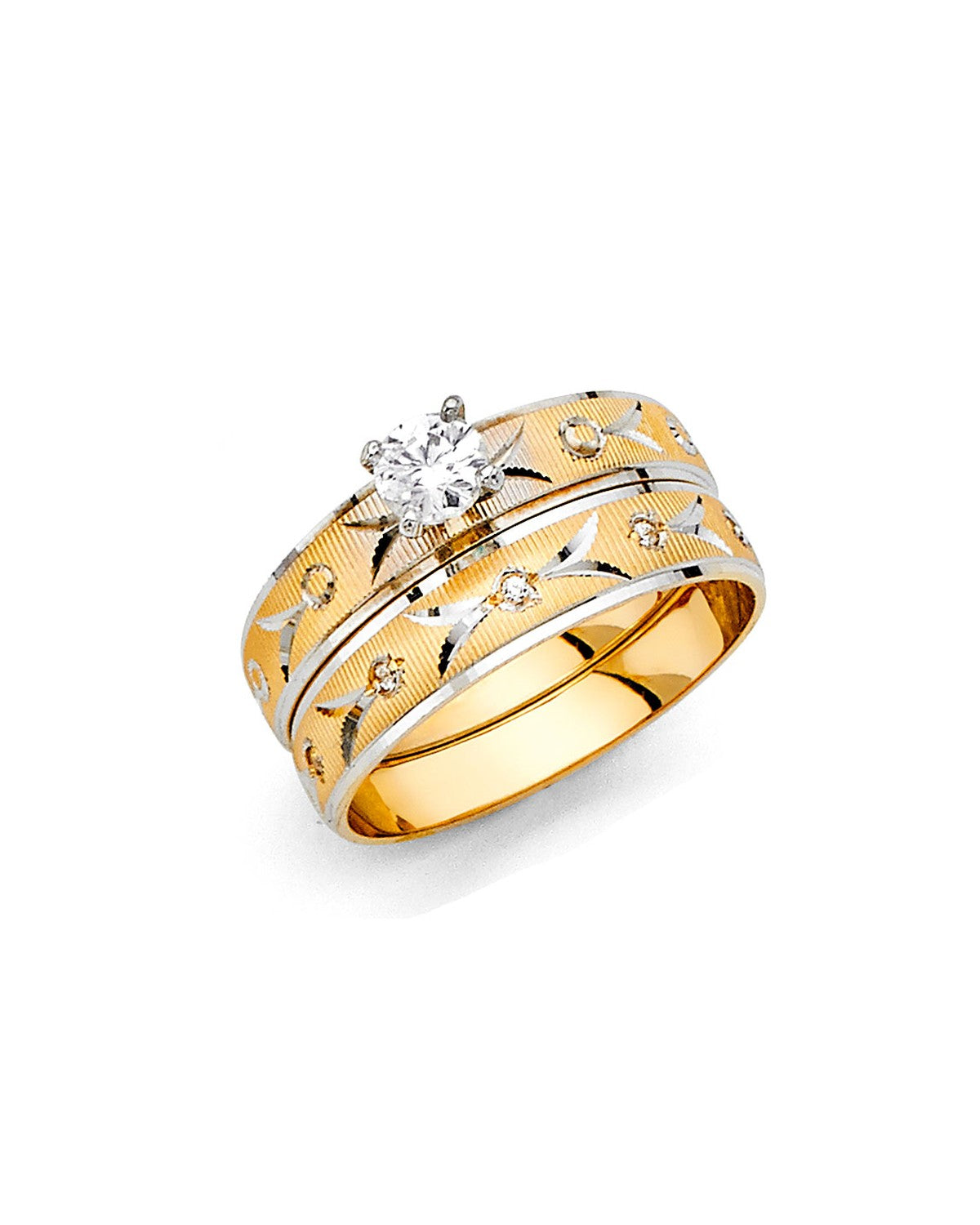 14K Two-Tone Gold 2T Ladies CZ Engagement Ring (RG-2405)
