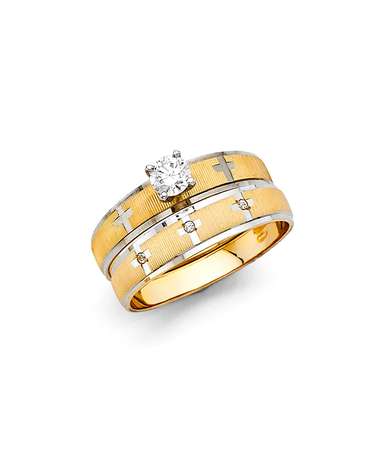 14K Two-Tone Gold 2T Ladies CZ Engagement Ring (RG-2414)