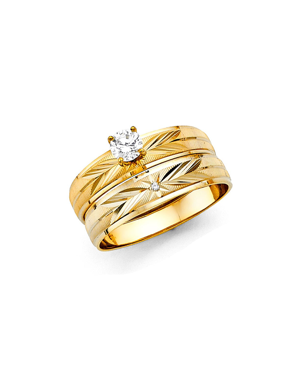 14K Yellow Gold Ladies CZ Wedding Band (RG-2427)