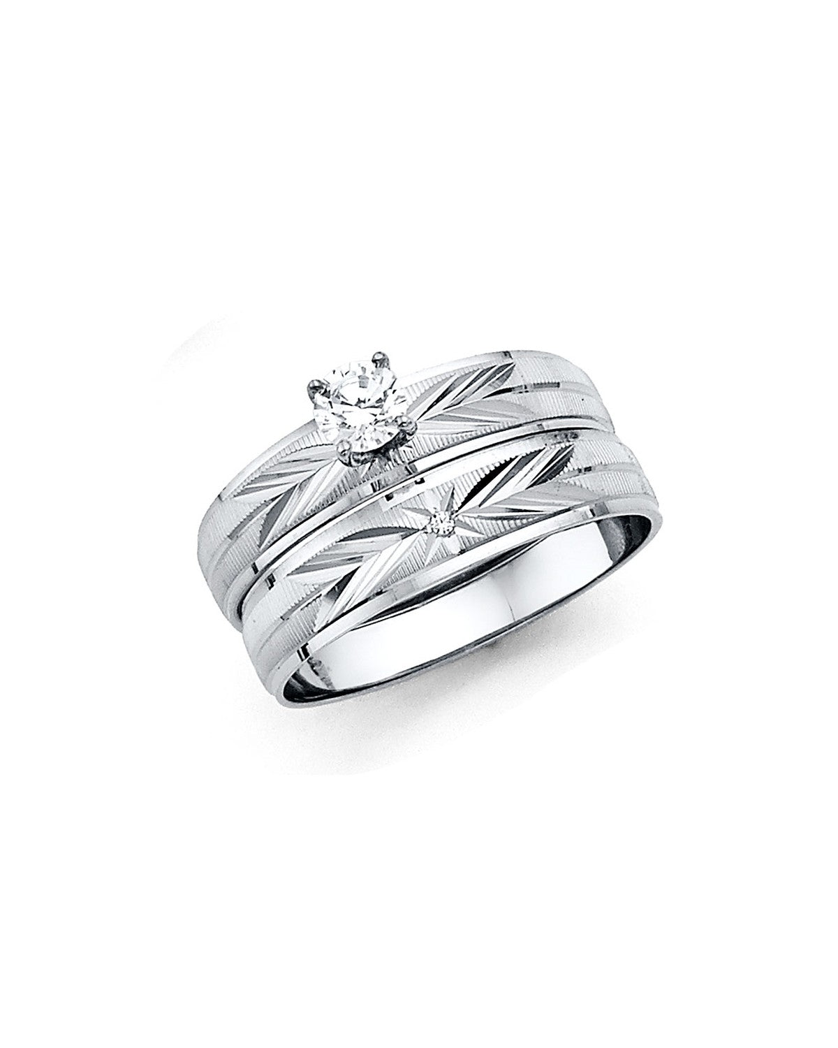 14K White Gold Ladies CZ Engagement Ring (RG-2483)