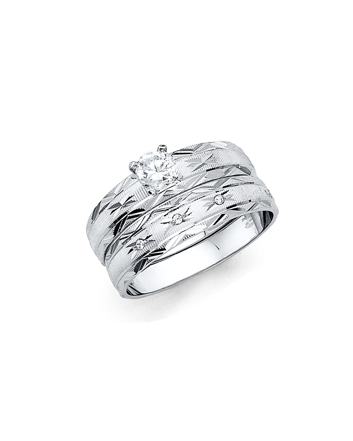 14K White Gold Ladies CZ Wedding Band (RG-2487)