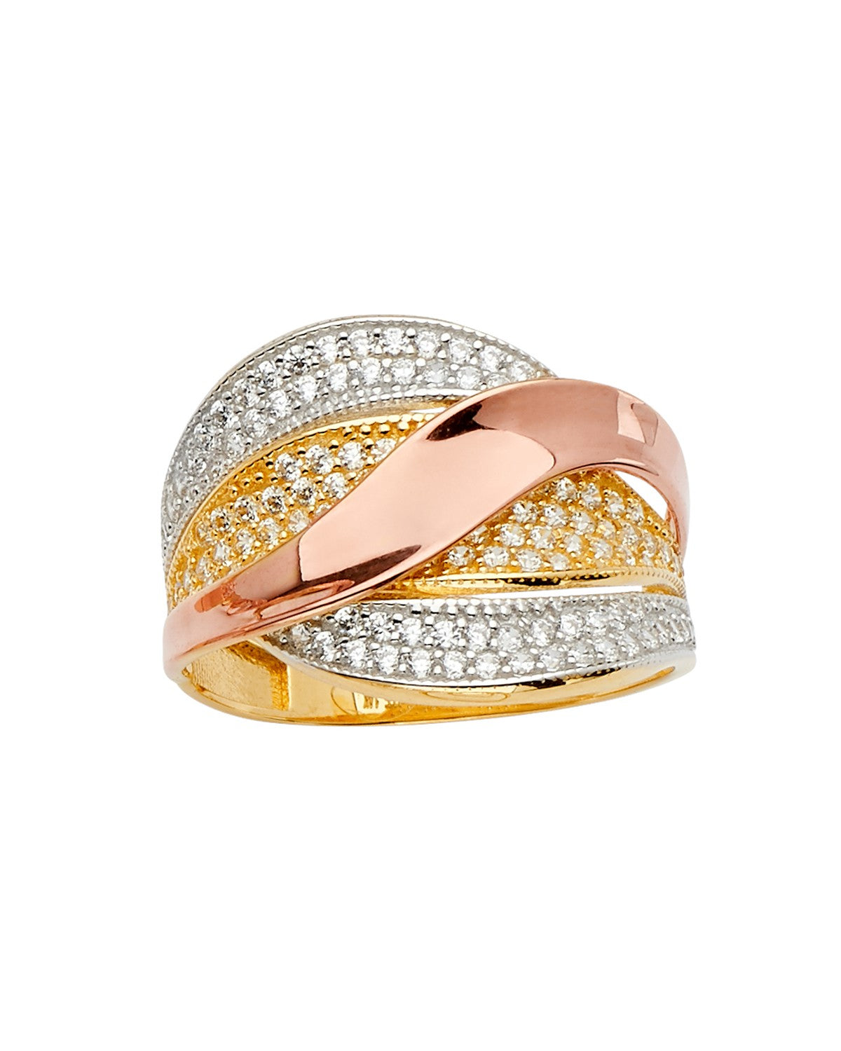 14K Tri-Color Gold 3C Fancy CZ Ring (RG-2499)