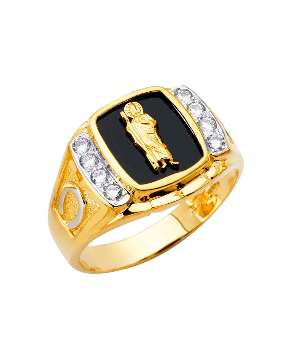14K Yellow Gold Onyx St. Jude Men's Ring (RG-2514)