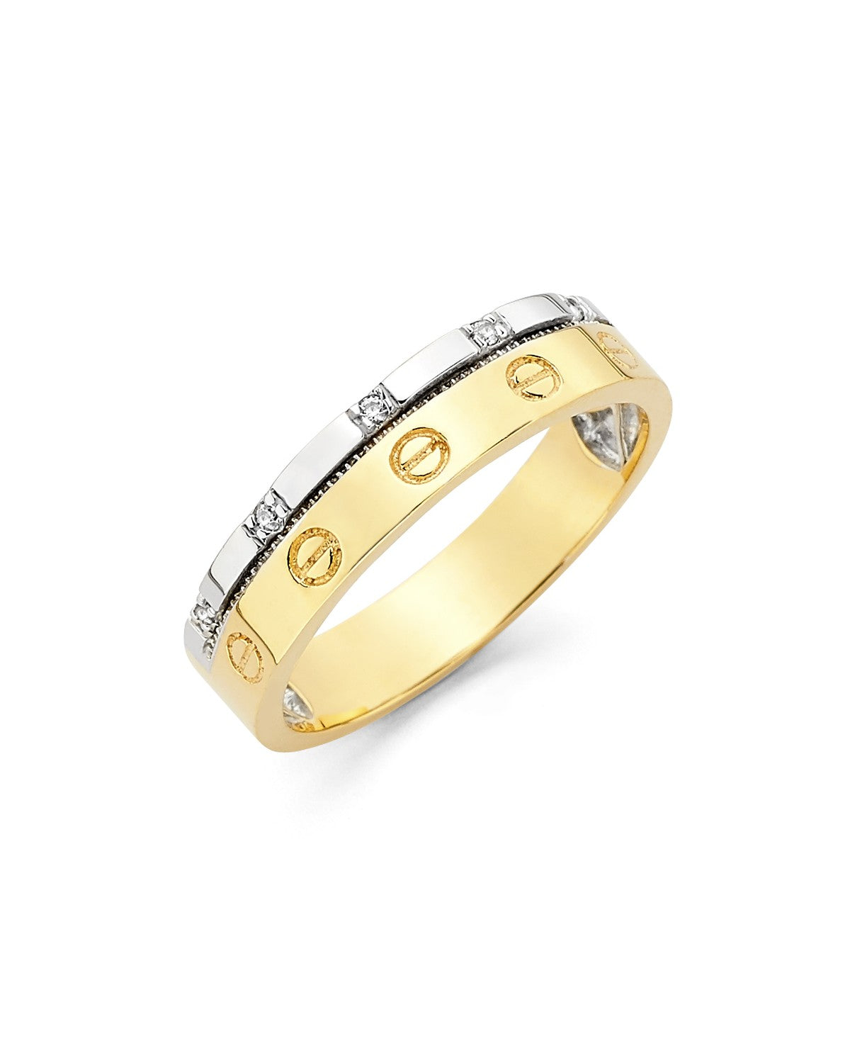 14K Two-Tone Gold 2T CZ Ladies Wedding Band (RG-2530)