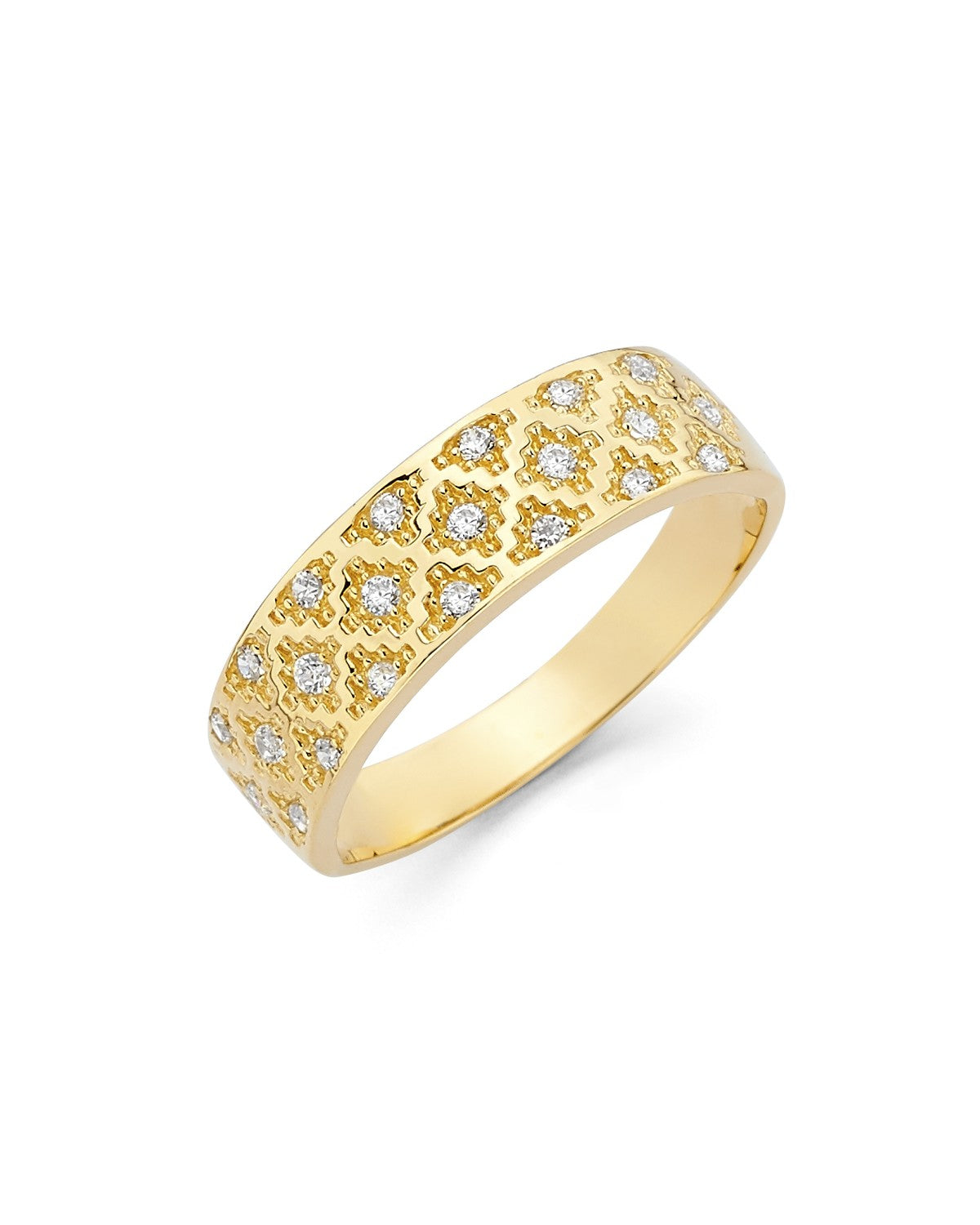 14K Yellow Gold CZ Ladies Wedding Band (RG-2533)