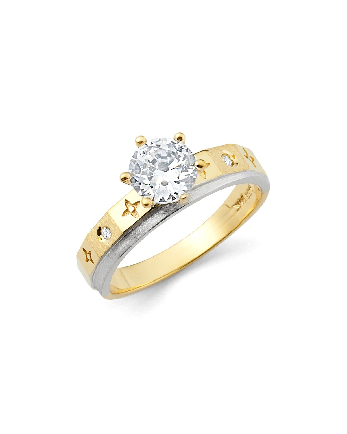 14K Two-Tone Gold 2T CZ Engagement Ring (RG-2538)