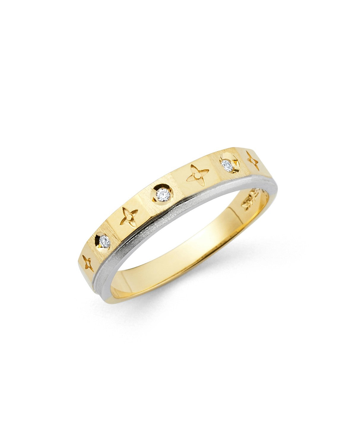 14K Two-Tone Gold 2T CZ Ladies Wedding Band (RG-2539)
