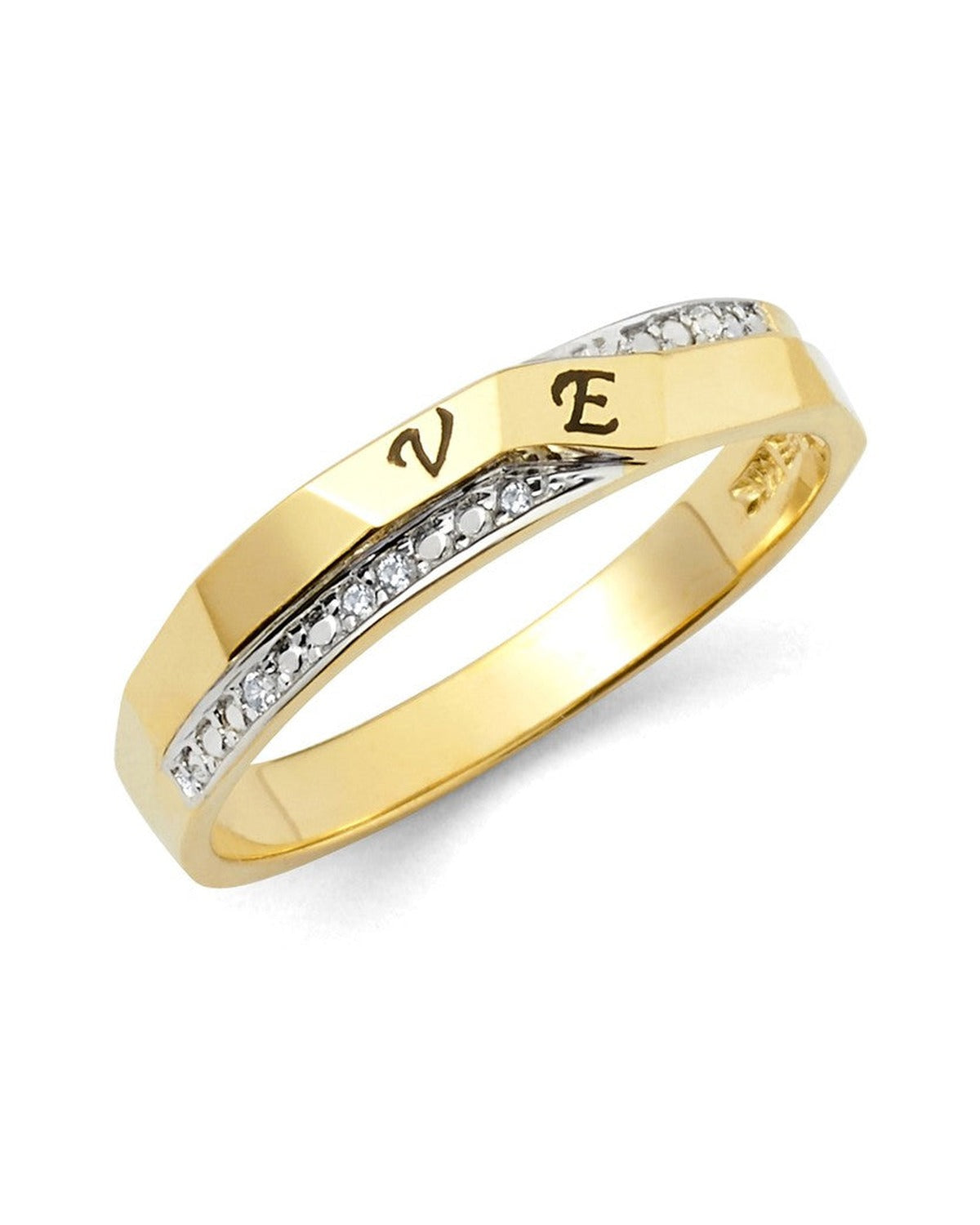 14K Two-Tone Gold 2T CZ Ladies Wedding Band (RG-2542)