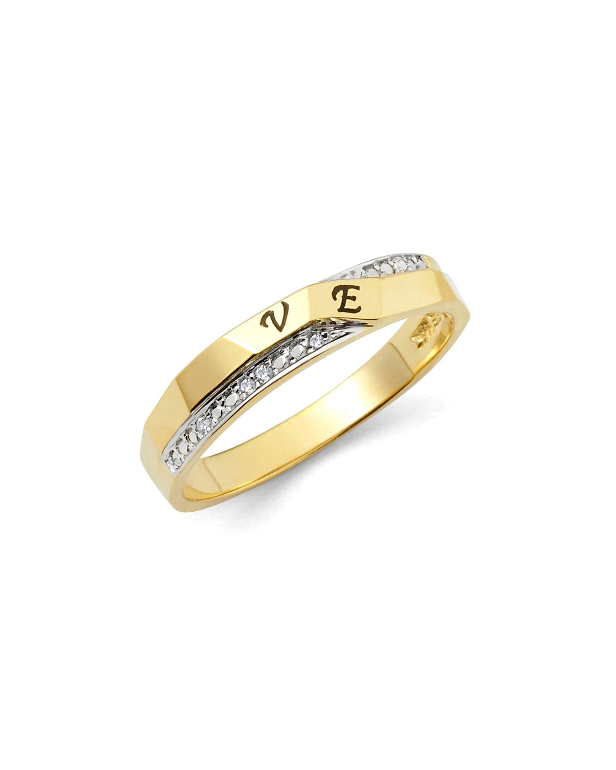 14K Two-Tone Gold 2T CZ Ladies Wedding Band (RG-2542)