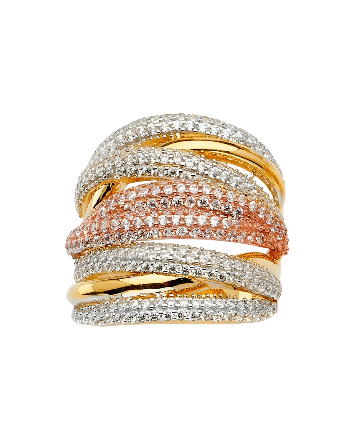 14K Tri-Color Gold 3C Fancy CZ Ring (RG-2555)