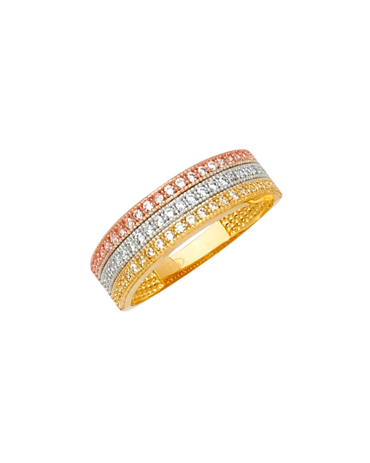 14K Tri-Color Gold 3C Fancy CZ Ring (RG-2559)