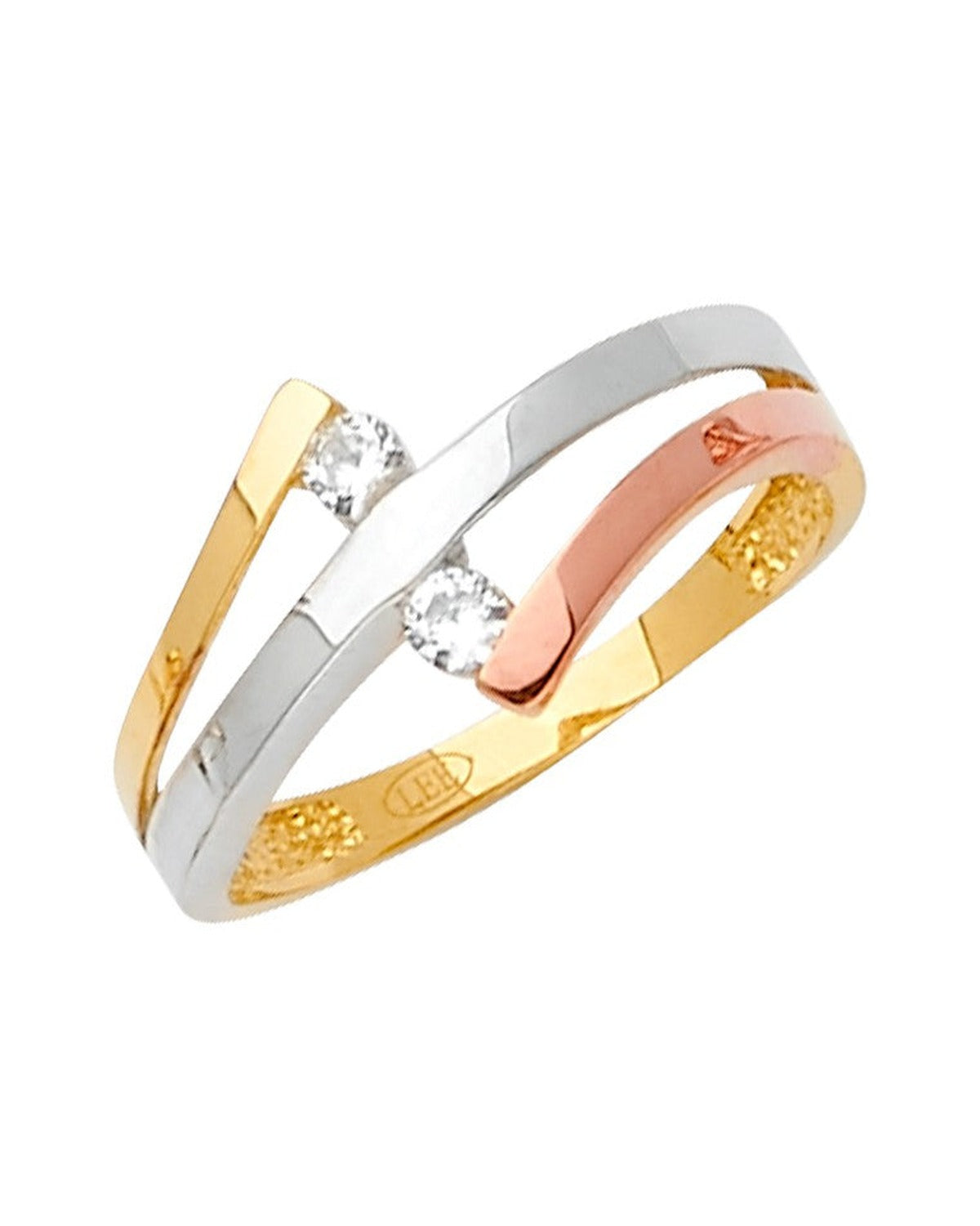 14K Tri-Color Gold 3C Fancy CZ Ring (RG-2560)