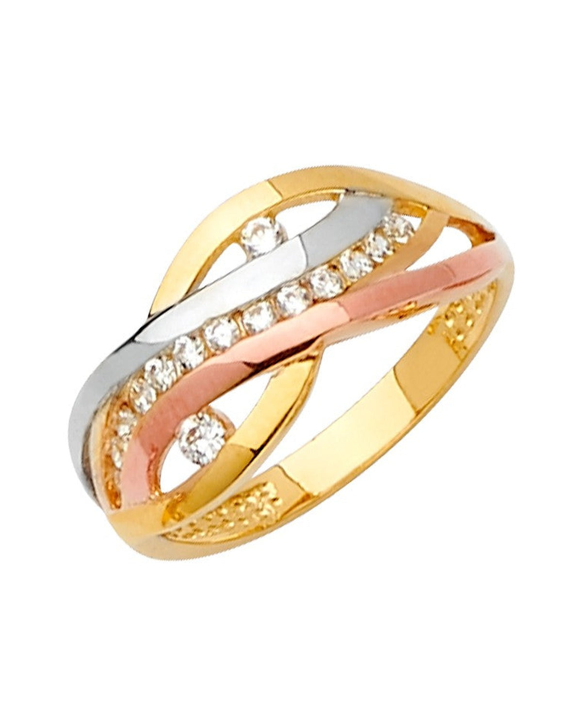 14K Tri-Color Gold 3C Fancy CZ Ring (RG-2562)