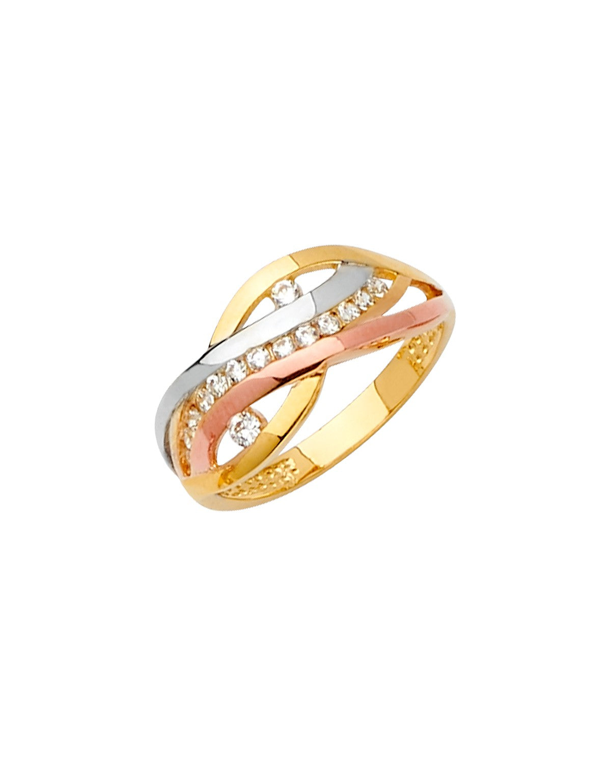 14K Tri-Color Gold 3C Fancy CZ Ring (RG-2562)