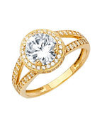 14K Yellow Gold CZ Engagement Ring/Set (RG-2602)