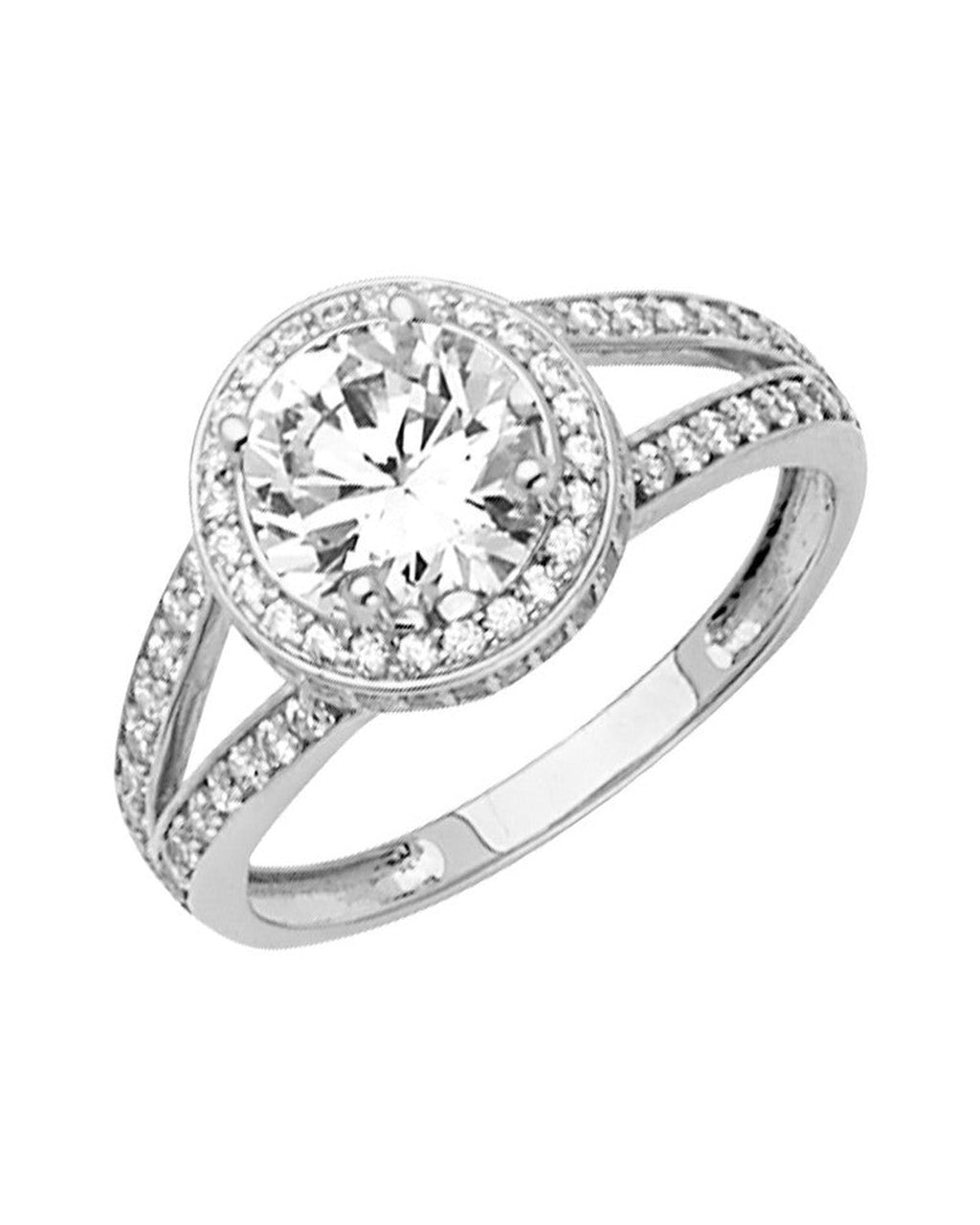 14K White Gold CZ Engagement Ring/Set (RG-2605)
