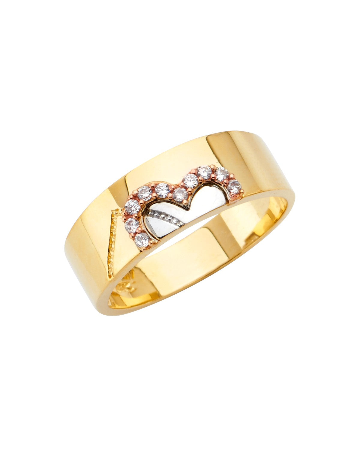 14K Tri-Color Gold 3C Men's CZ Wedding Band/Trio Set (RG-2621)