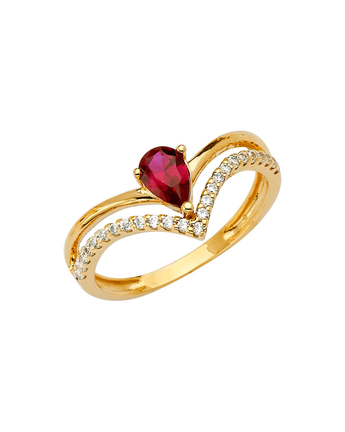 14K Yellow Gold 2Lines Fancy CZ Ring (RG-2642)