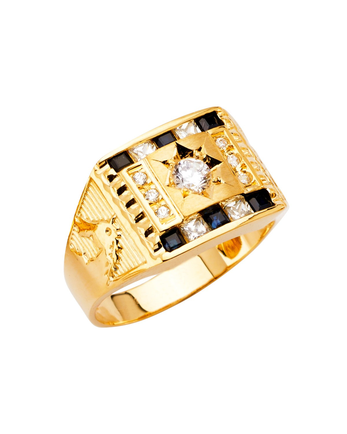 14K Yellow Gold Men's CZ Ring (RG-2708)