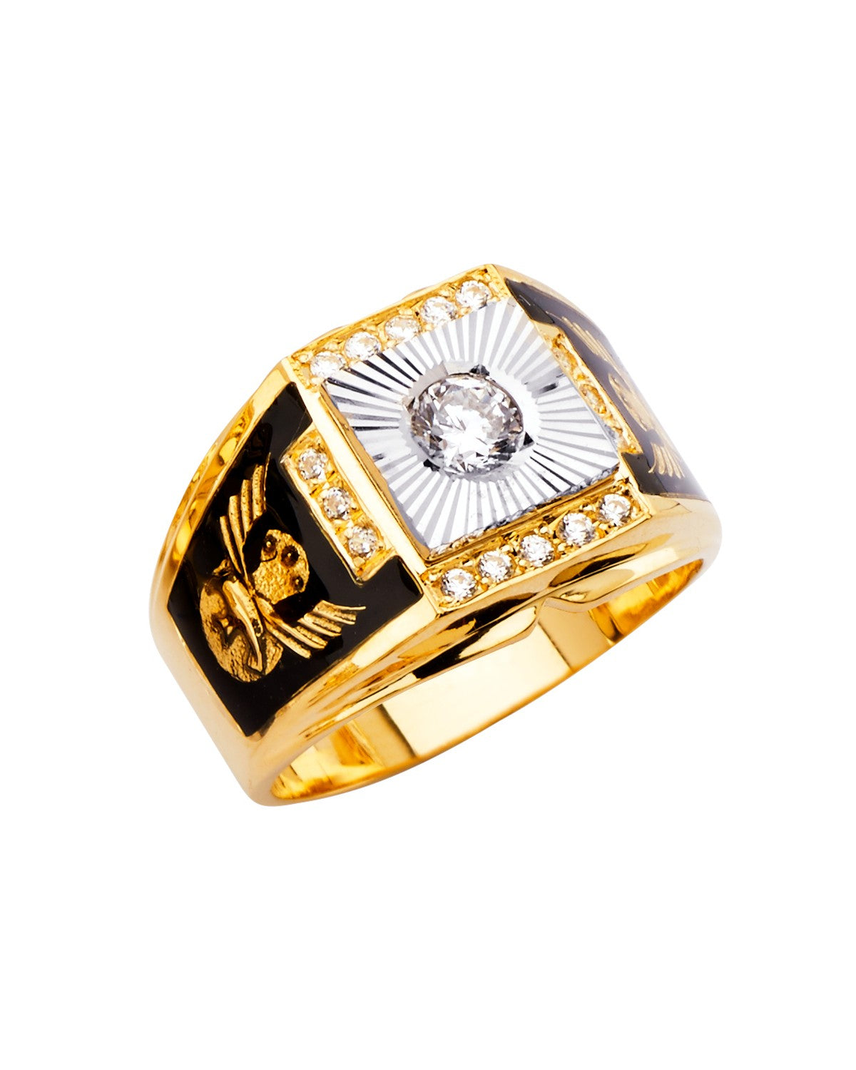 14K Two-Tone Gold 2T Men's CZ Ring (RG-2710)