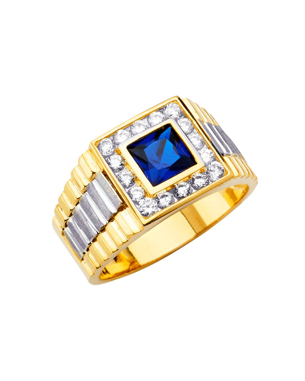 14K Two-Tone Gold 2T Men's CZ Ring (RG-2711)