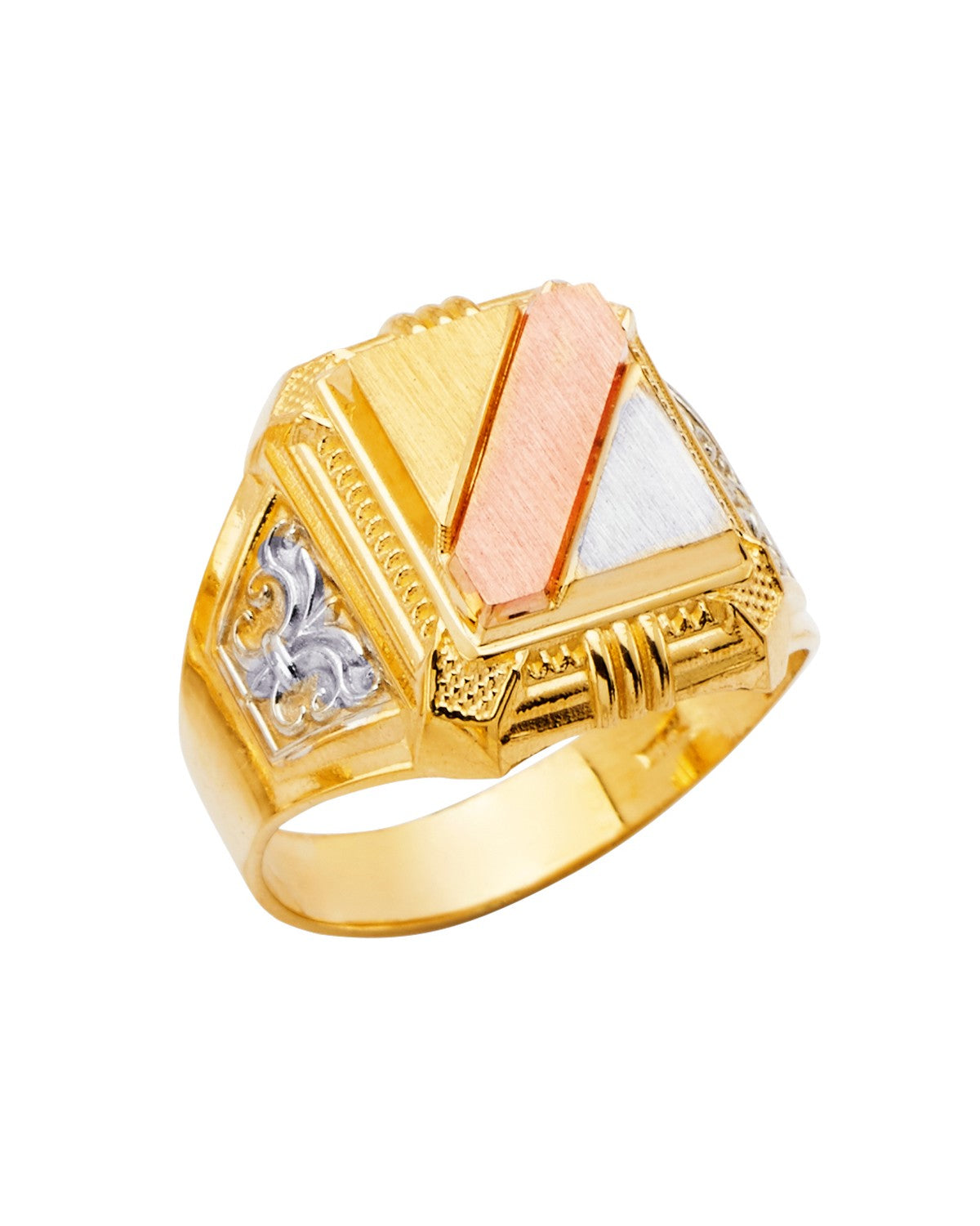 14K Tri-Color Gold 3C Men's Ring (RG-2719)