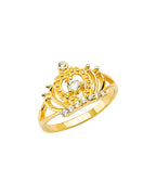 14K Two-Tone Gold CZ Crown Baby Ring (RG-2762)