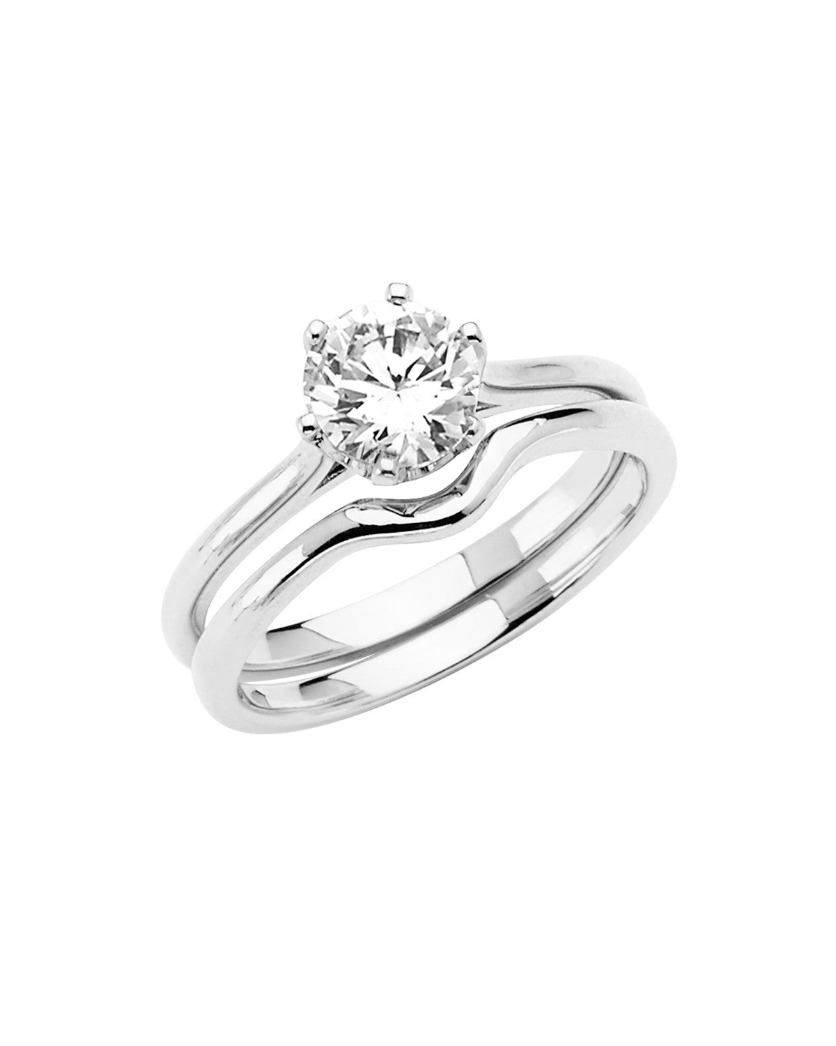 14K White Gold CZ Engagement Ring (RG-2801)