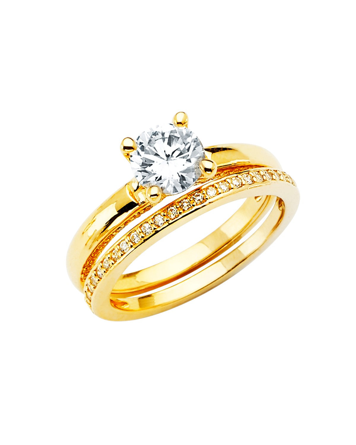 14K Yellow Gold Ladies CZ Wedding Band (RG-2812)