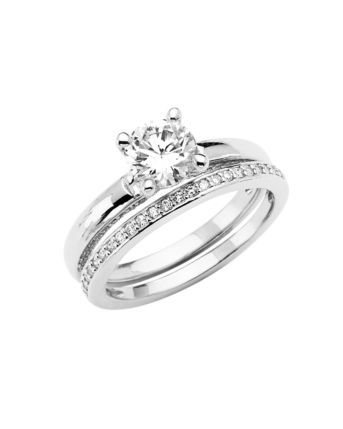 14K White Gold Ladies CZWedding Band (RG-2814)