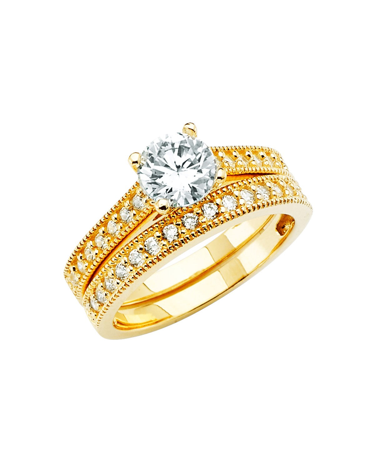 14K Yellow Gold Ladies CZ Wedding Band (RG-2816)