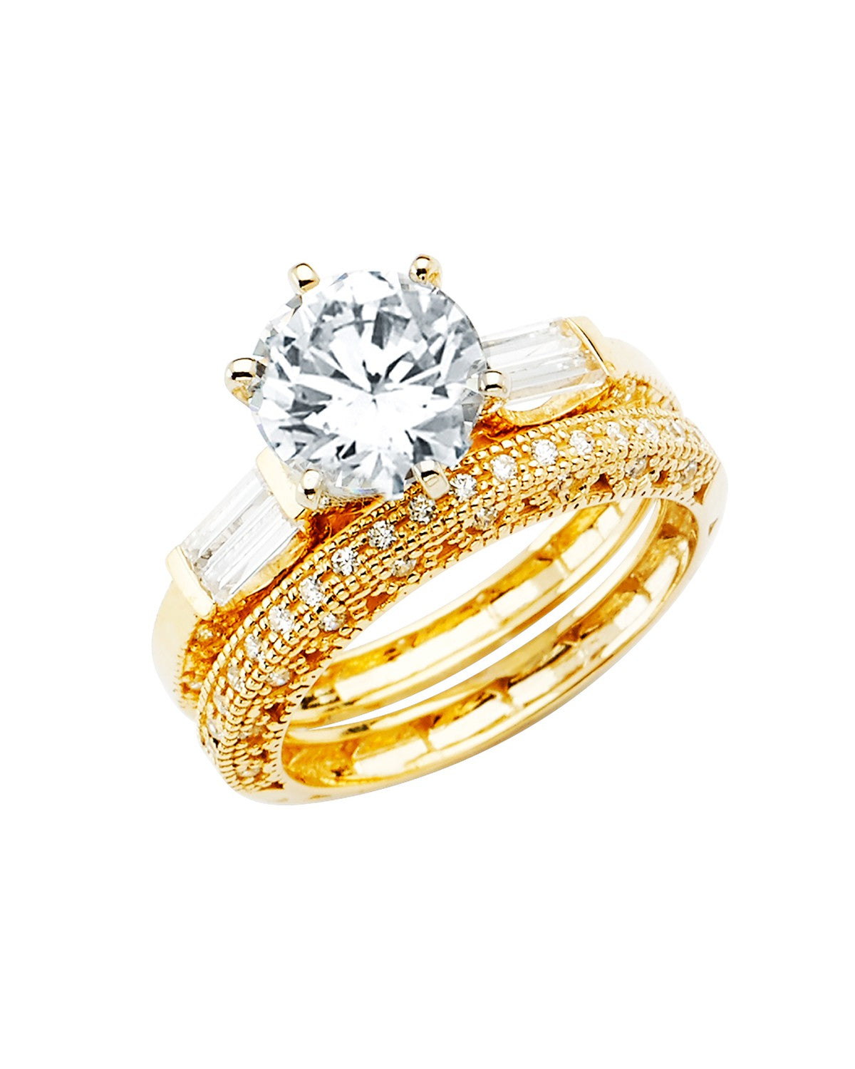 14K Yellow Gold Ladies CZ Wedding Band (RG-2818)
