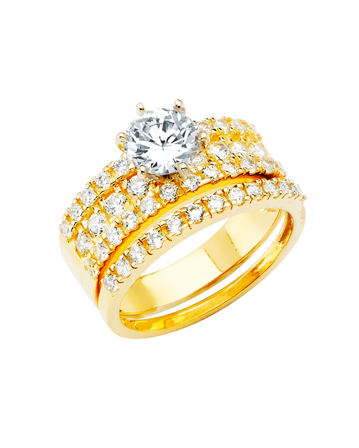 14K Yellow Gold Ladies CZ Wedding Band (RG-2824)