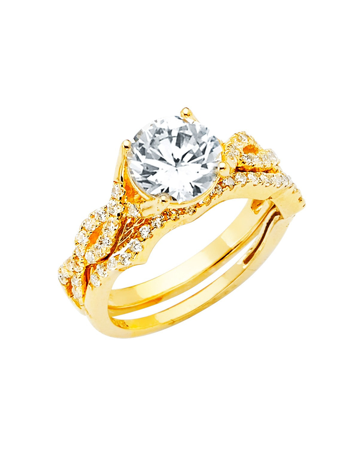 14K Yellow Gold Ladies CZ Wedding Band (RG-2826)