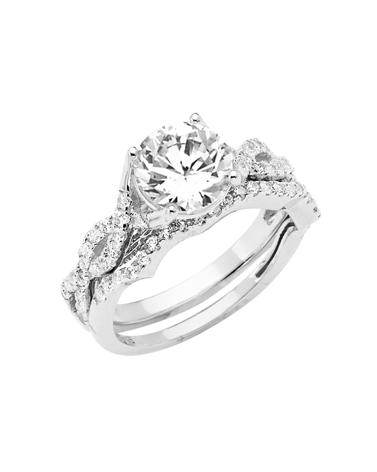 14K White Gold Ladies CZ Wedding Band (RG-2828)