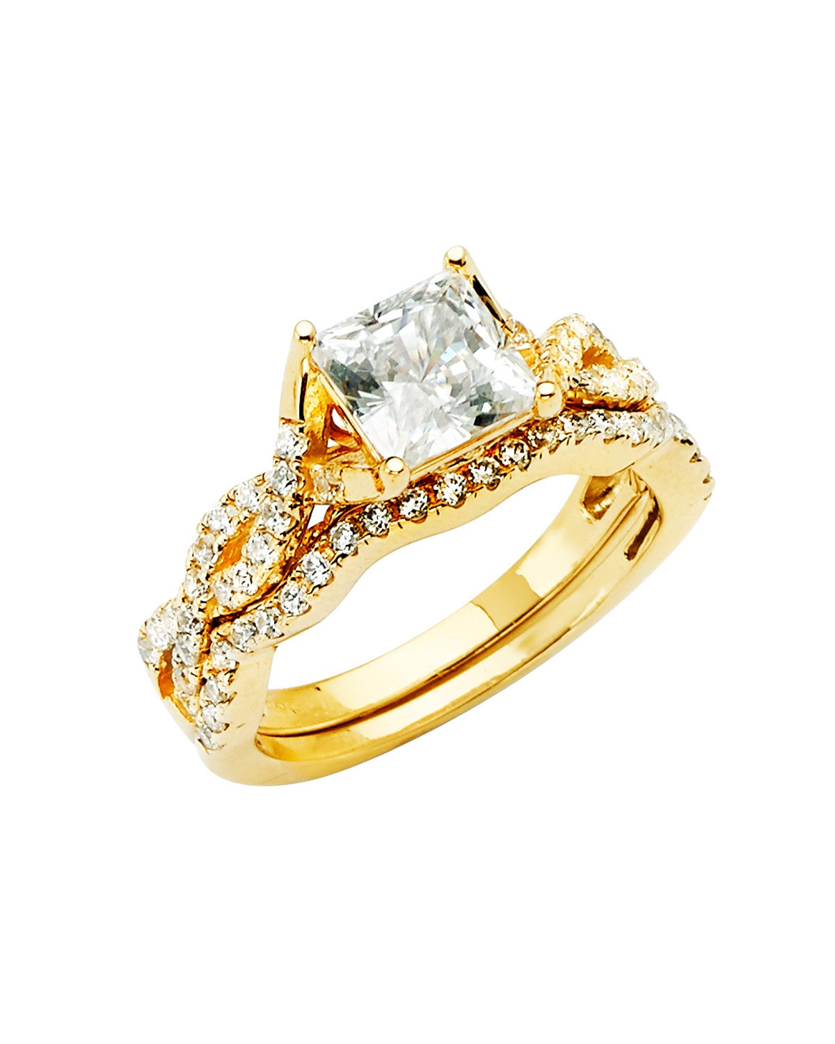 14K Yellow Gold CZ Engagement Ring (RG-2829)