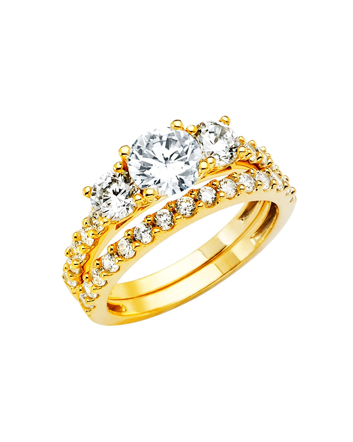 14K Yellow Gold Ladies CZ Wedding Band (RG-2836)